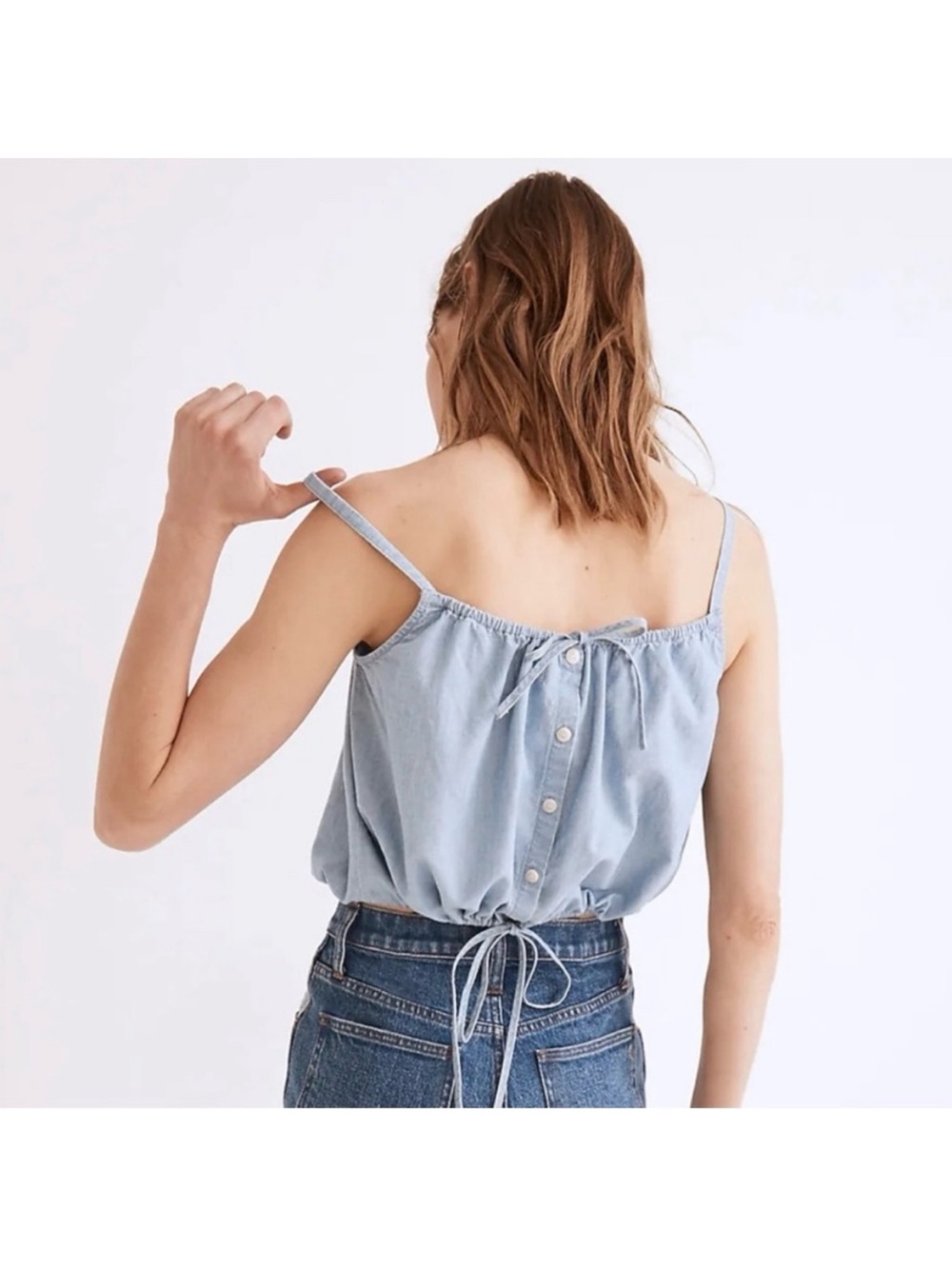 Madewell Light Chambray Blue Cropped Tank Top Denim lightweight